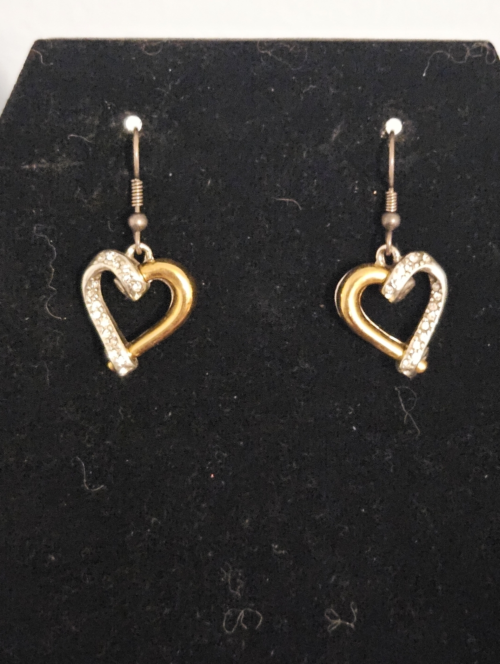 Brighton Two-Tone Crystal Heart Drop Earrings - Gold and Silver